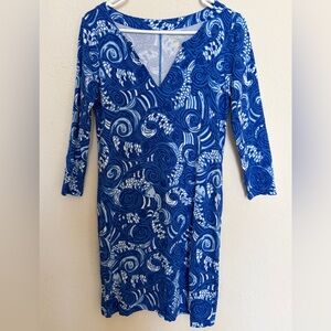 Lilly Pulitzer Dress Women’s Size S Blue and White fitted wrap style
